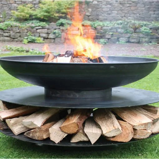 Firepits UK Ring of Logs 120cm Fire Pit with Four Swing Arm BBQ Racks